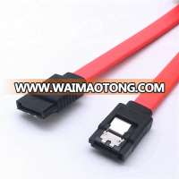 SATA 2 3 data cable with Locking Latch Dual Clip HDD Straight Female To Female 6Gbps Red 50cm